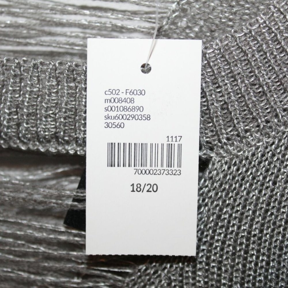 ✨2/$20 Lane Bryant Slashed Metallic Gray V-neck Lightweight Sweater LS HW9199 - Picture 8 of 9